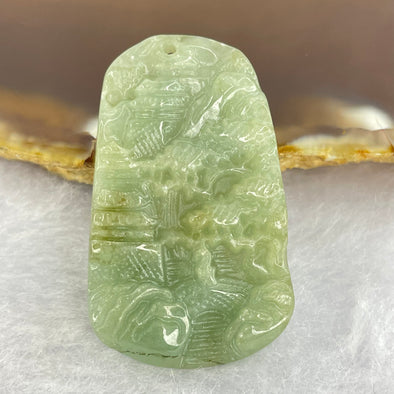 Type A Green Jadeite Shan Shui 9.46g 23.2m by 38.5mm by 5.4mm - Huangs Jadeite and Jewelry Pte Ltd