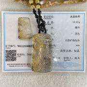 Good Grade Natural Golden Rutilated Quartz Guan Gong and Dragon Pendant with Onyx and Golden Rutilated Quartz Beads Necklace 18.61g 64cm 43.6 by 24.7 by 9.6mm - Huangs Jadeite and Jewelry Pte Ltd