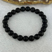 Natural Dark Matt Black Amber Beads Bracelet 天然大黑天翁琥珀手链 7.30g 16cm 8.4mm 23 Beads - Huangs Jadeite and Jewelry Pte Ltd