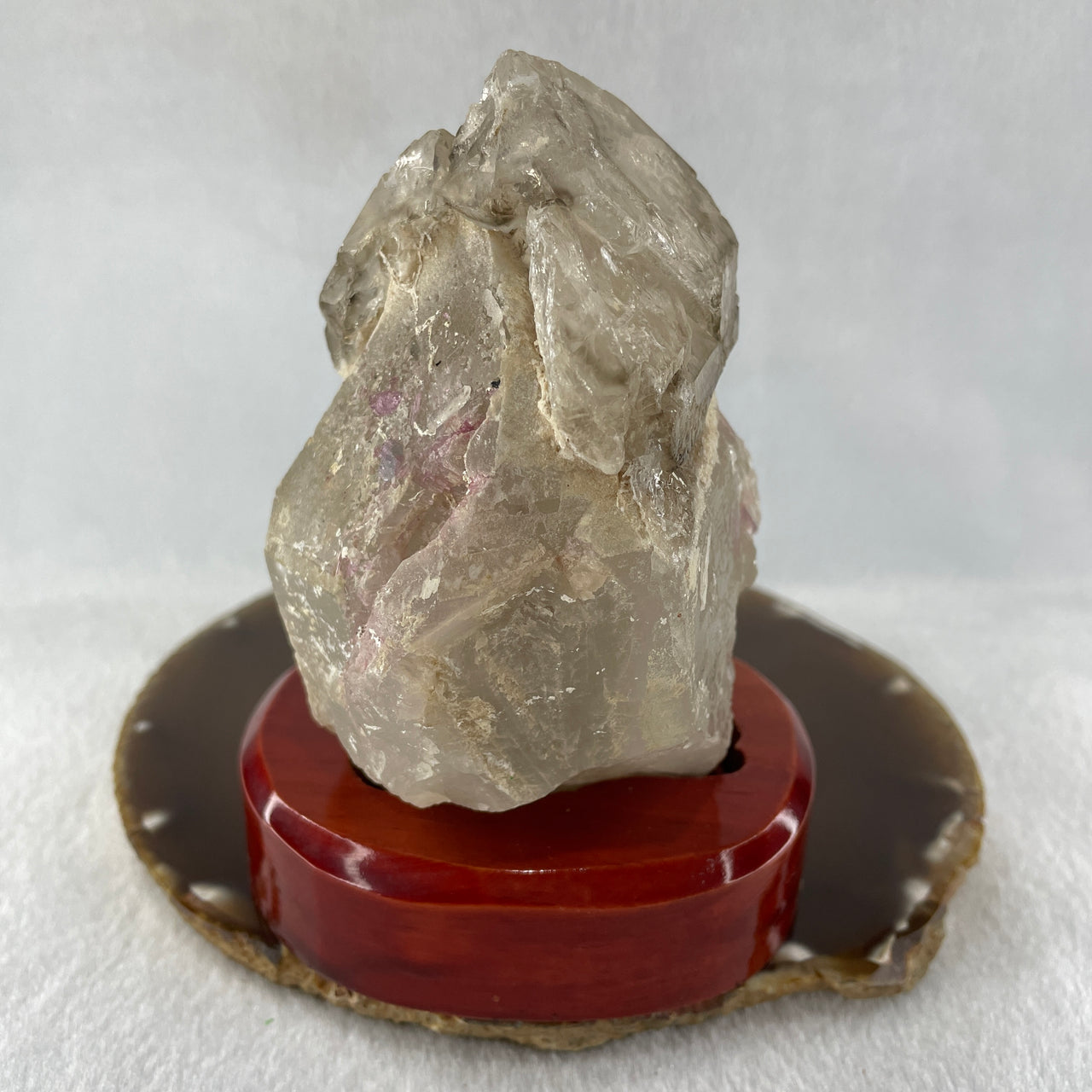 Natural Smoky Quartz Rough Irregular Shape Display in Wooden Stand 609.62g 17.4 by 88.5 by 123.0mm - Huangs Jadeite and Jewelry Pte Ltd
