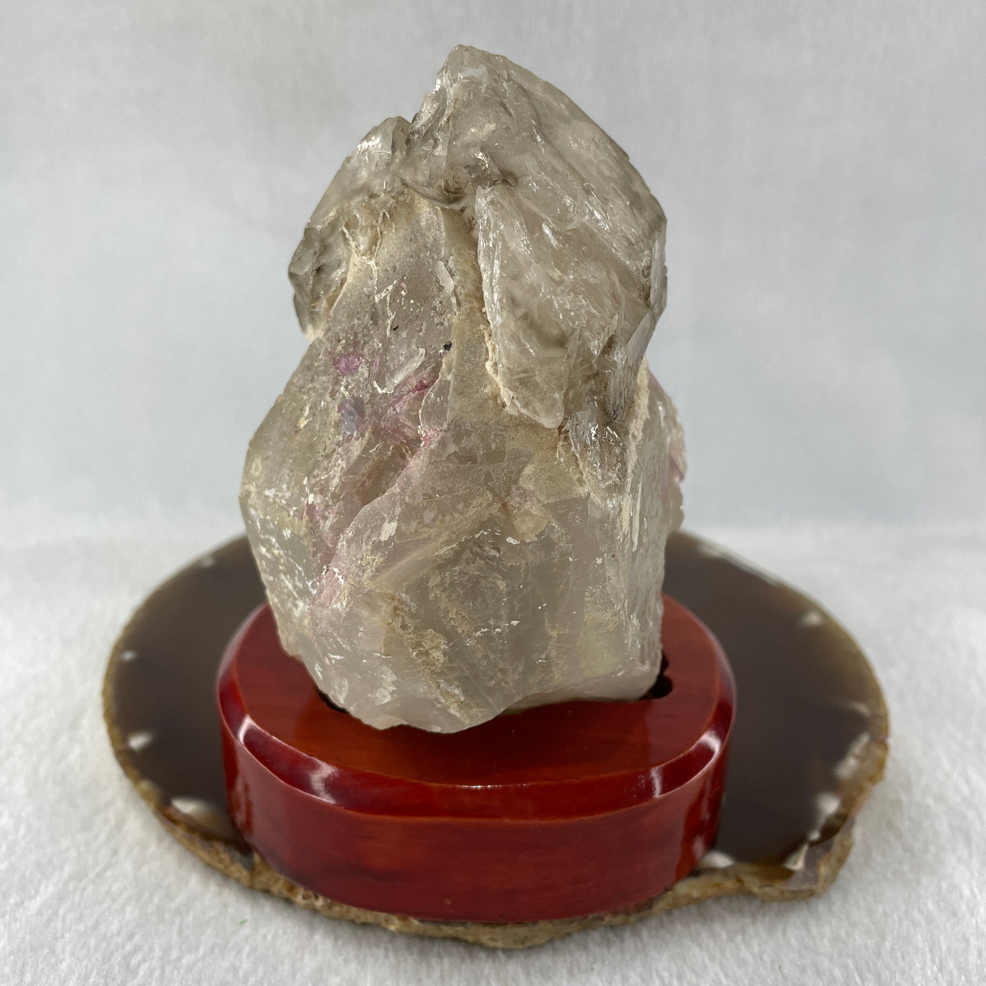 Natural Smoky Quartz Rough Irregular Shape Display in Wooden Stand 609.62g 17.4 by 88.5 by 123.0mm - Huangs Jadeite and Jewelry Pte Ltd
