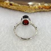 Natural Blood Red Amber in S925 Sliver Ring 1.55g 10.2 by 8.5 by 6.0mm - Huangs Jadeite and Jewelry Pte Ltd