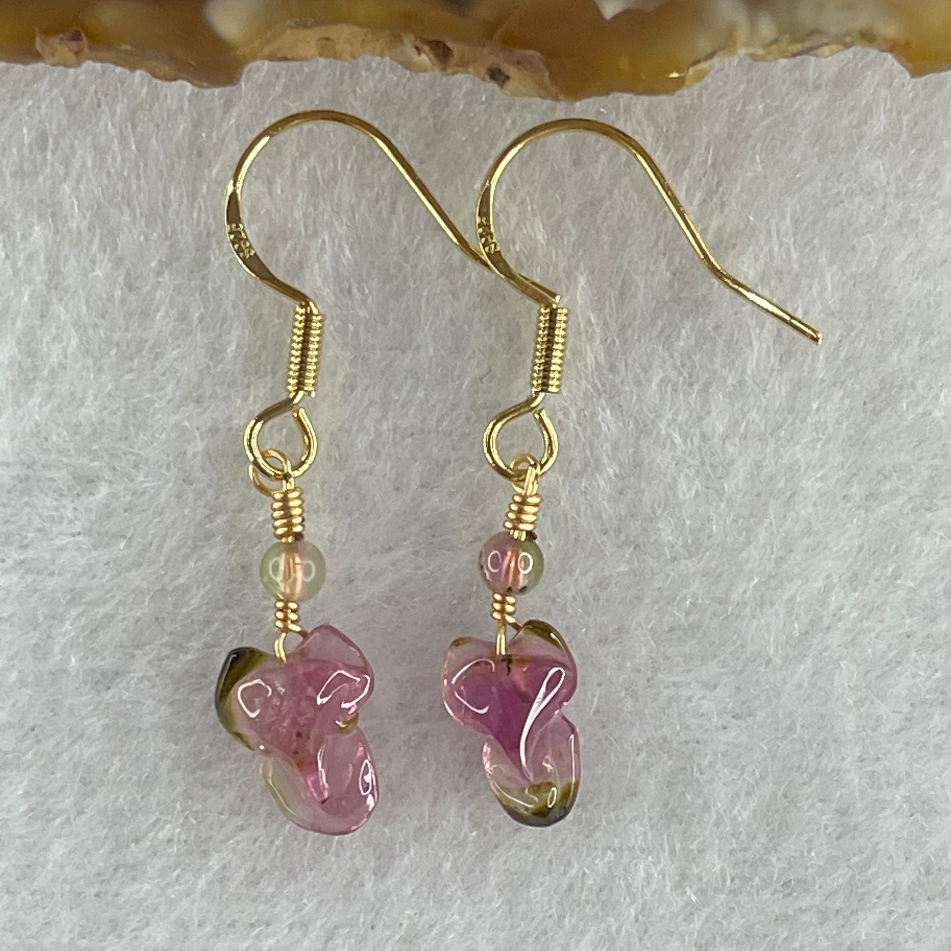 Natural Tourmaline Crystal Earring in S925 Sliver 0.96g 9.5 by 6.9 by 3.5mm - Huangs Jadeite and Jewelry Pte Ltd