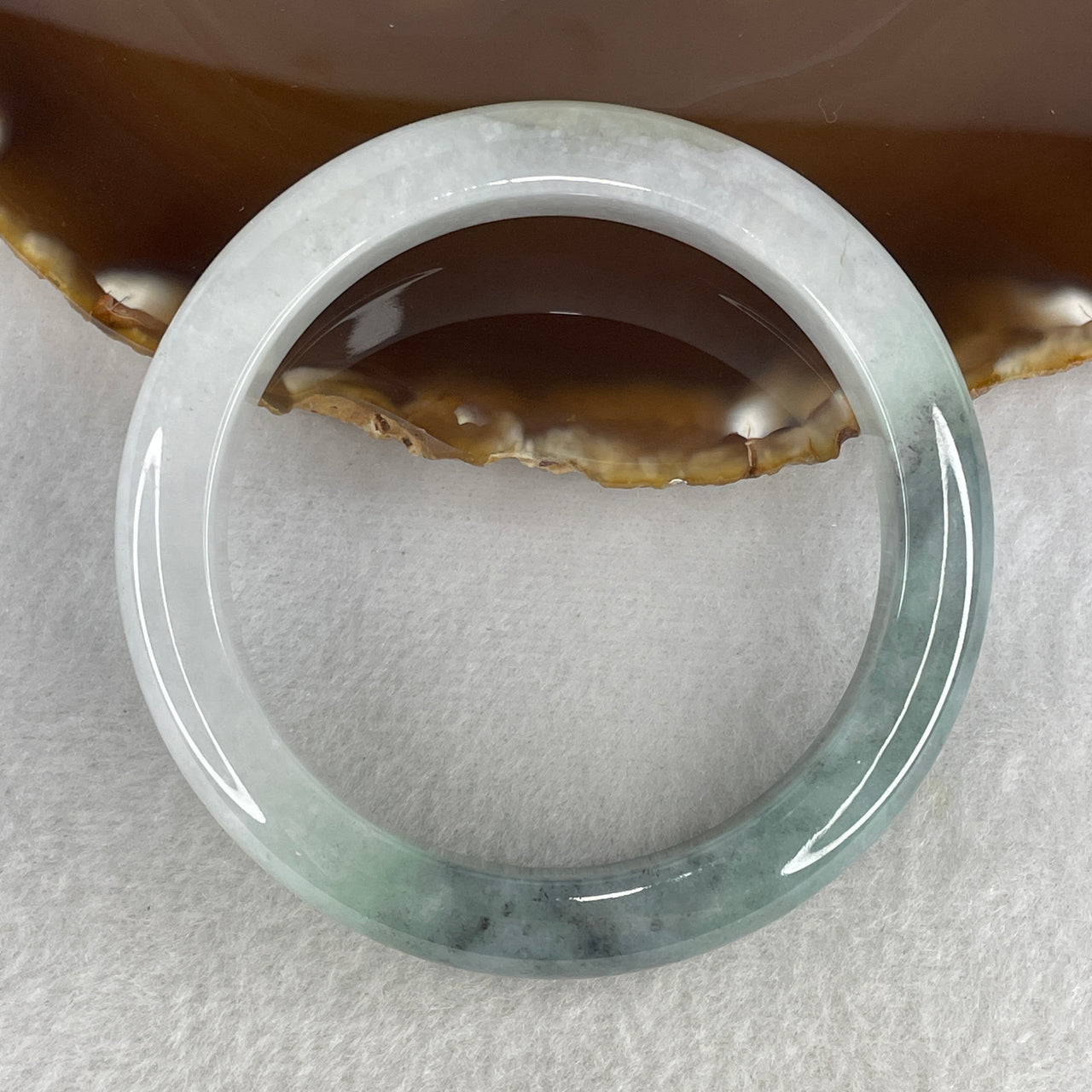 Natural Type A Translucent Jadeite Bangle | 59.7mm Faint Blueish-Green with Intense Blueish-Green Patch | "Close to Perfect" Substantive "Lan Shui" Round Wrist Heirloom (69.98g 12.4x9.3mm)