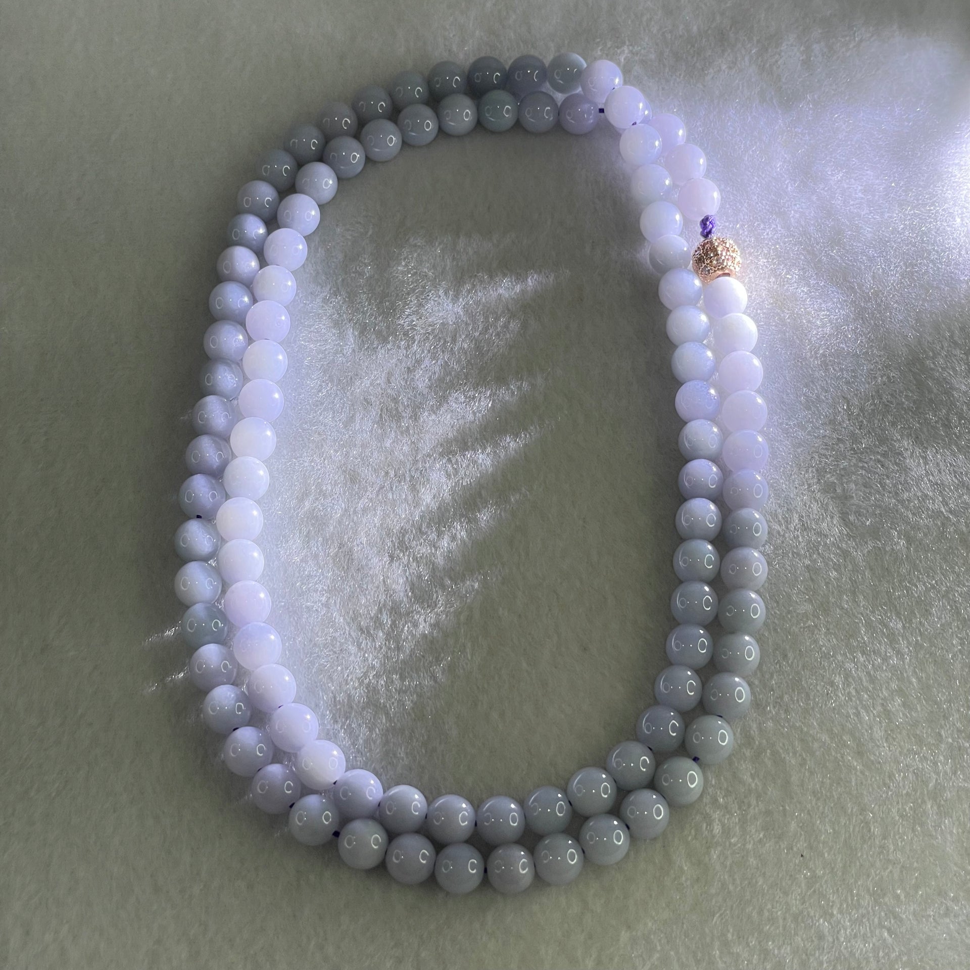 Type A Full Lavender Jadeite Beads Necklace 58.23g 68cm 7.0mm 99 Beads - Huangs Jadeite and Jewelry Pte Ltd