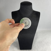 Natural Type A Faint Lavender with Green Patches Jadeite Double Ping An Kou Donut Pendant 21.47g 44.3 by 4.7mm ( 23.3 by 4.5mm ) - Huangs Jadeite and Jewelry Pte Ltd