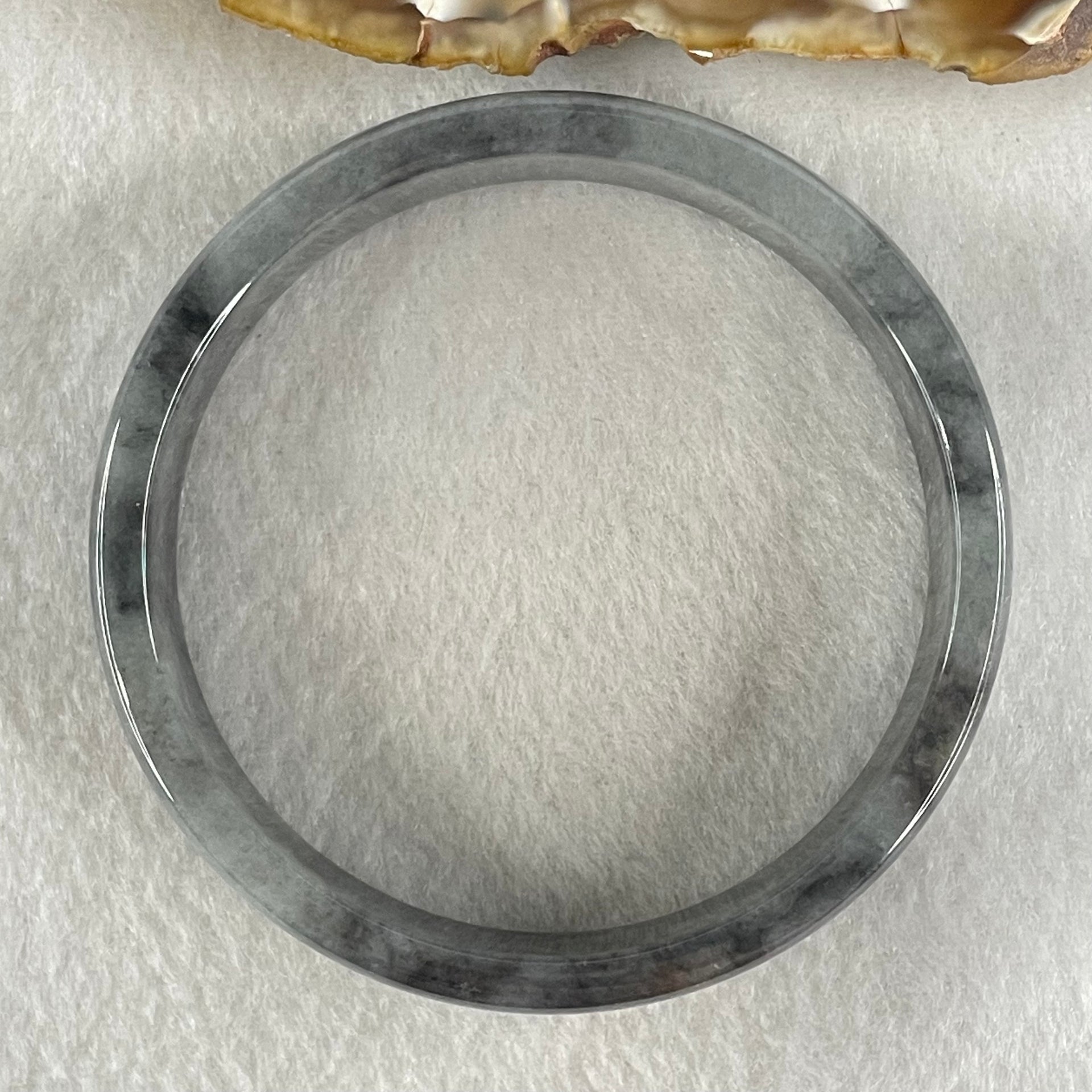 Type A Grey Black Wuji Jadeite Bangle 45.76g Inner Diameter 58.2mm 15.0 by 4.8mm (Internal Lines) - Huangs Jadeite and Jewelry Pte Ltd
