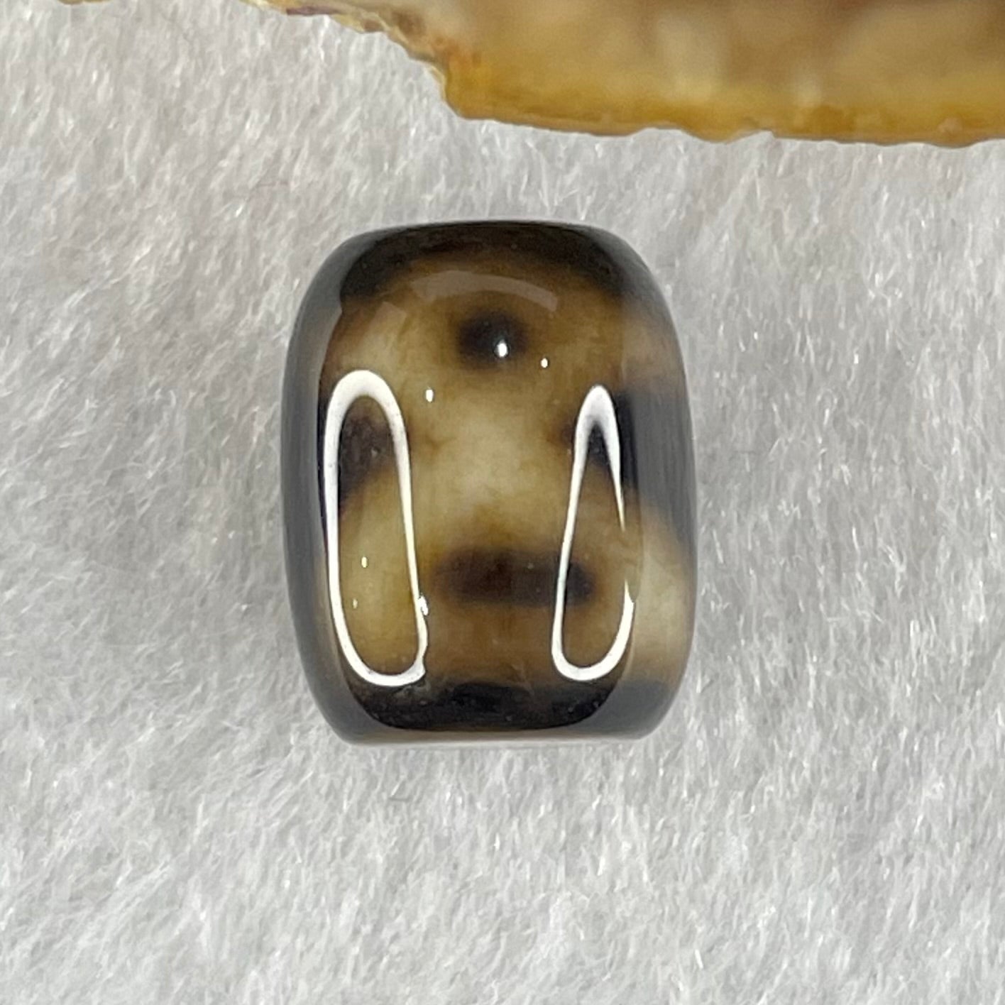 Natural Powerful Tibetan Old Oily Dark and Light Brown Agate Cai Shen Dzi Bead Heavenly Master (Tian Zhu) 2.65g 13.4 by 10.5mm - Huangs Jadeite and Jewelry Pte Ltd