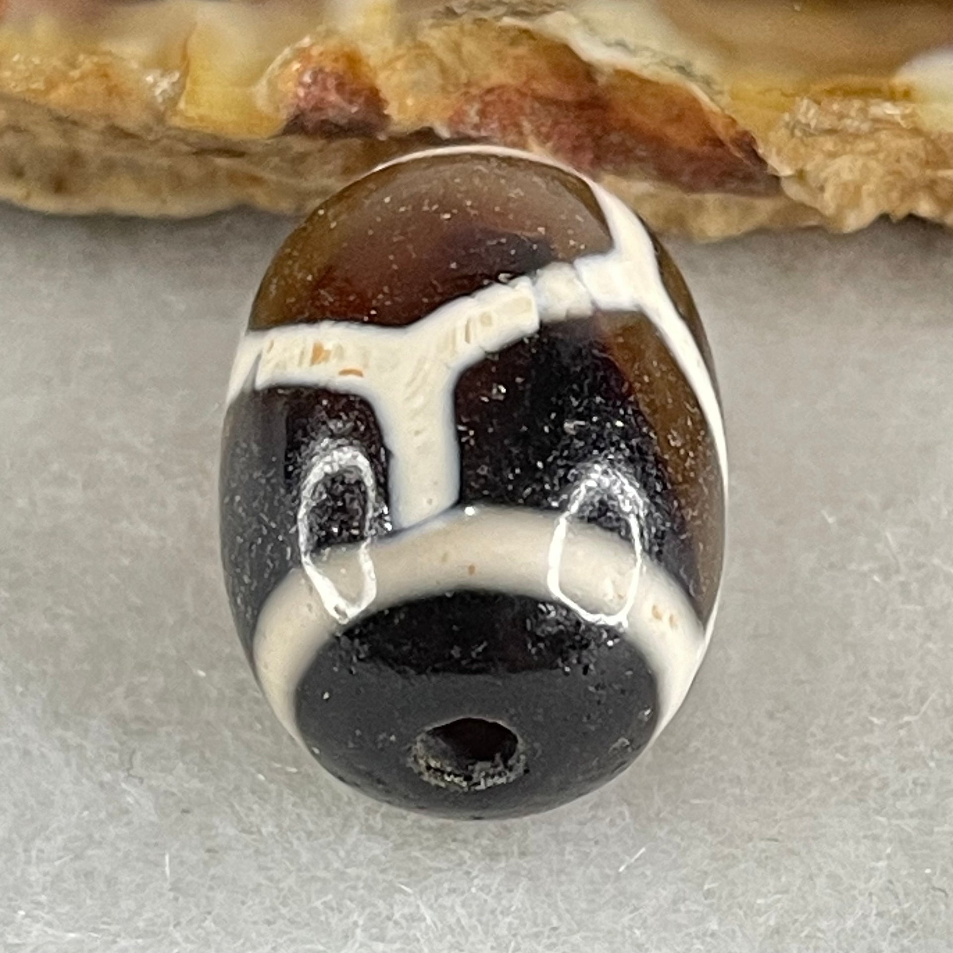 Natural Powerful Tibetan Old Oily Agate Turtle or Tortoise Shell Bead Heavenly Master (Tian Zhu) 龟壳天珠 4.41g 17.4 by 13.0mm - Huangs Jadeite and Jewelry Pte Ltd