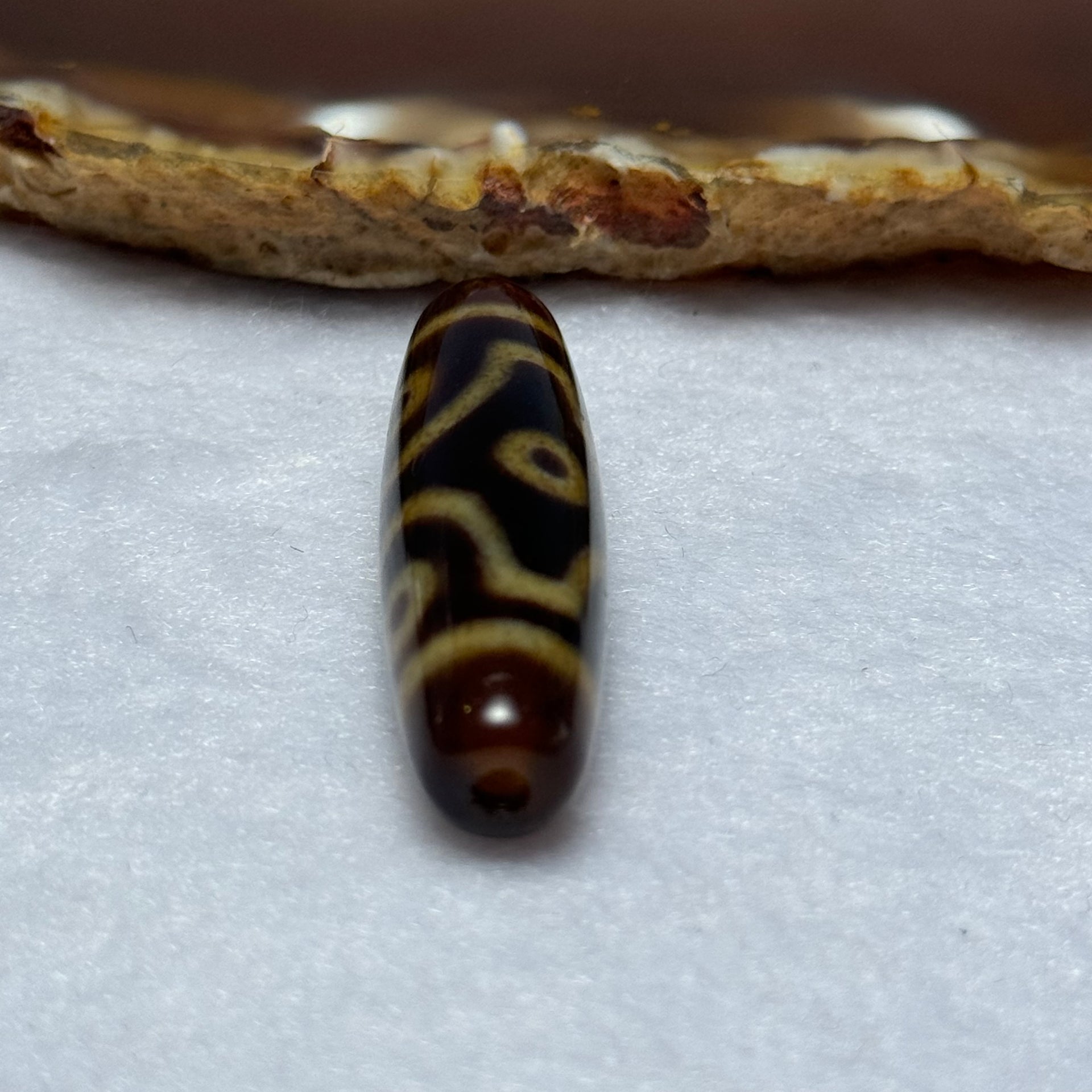 Natural Powerful Tibetan Old Oily Agate 6 Eyes Dzi Bead Heavenly Master (Tian Zhu) 六眼天诛 7.83g 39.5 by 11.5mm - Huangs Jadeite and Jewelry Pte Ltd