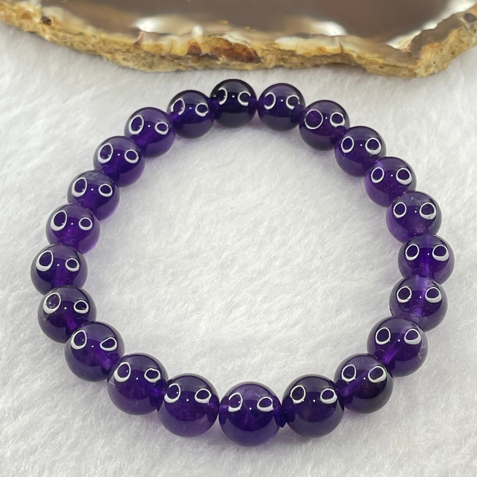 Good Grade Natural Amethyst Bracelet 20.18g 15.5cm 8.9mm 22 Beads - Huangs Jadeite and Jewelry Pte Ltd