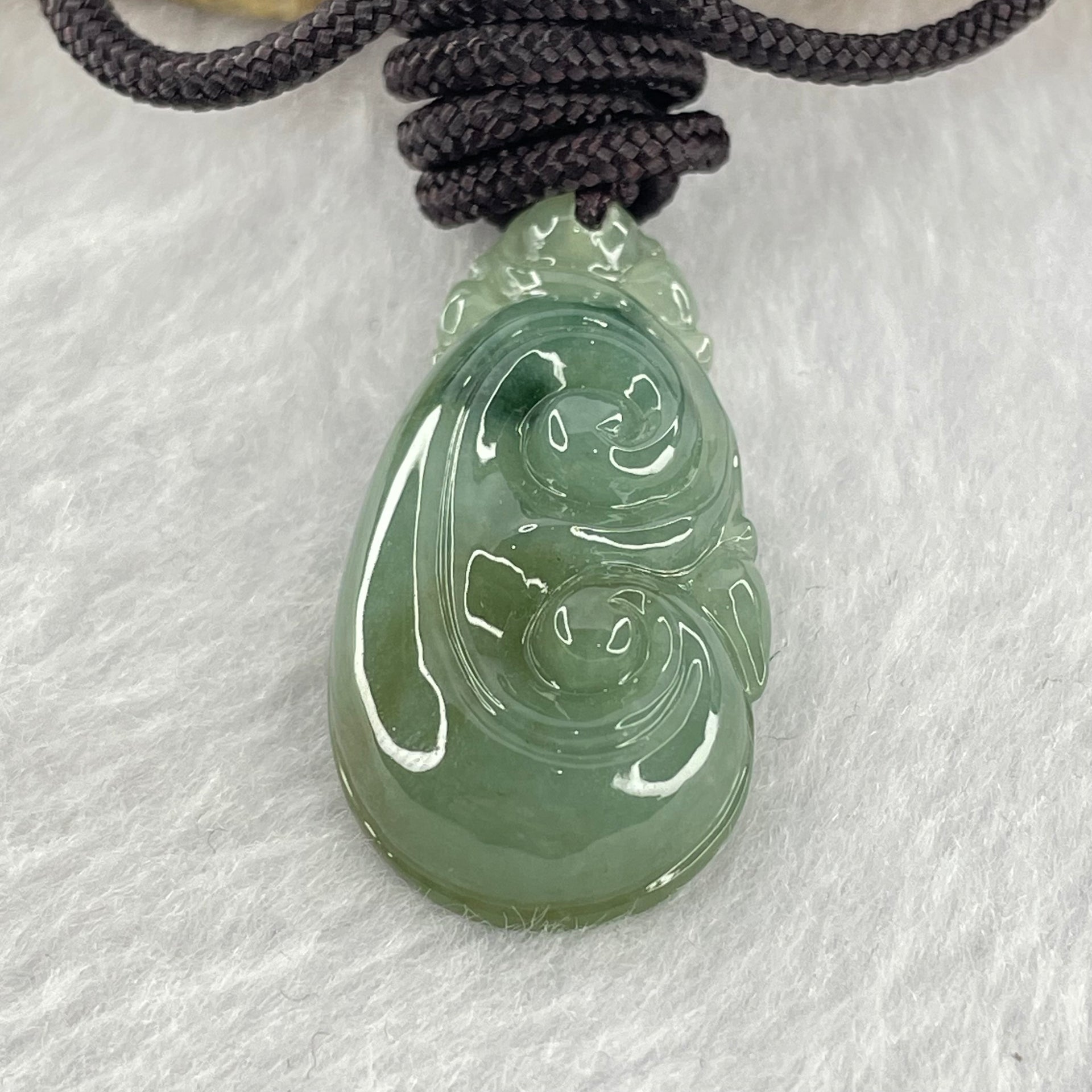 Type A Blueish Green Jadeite Ruyi Pendent 9.01g 31.5 by 17.5 by 7.5mm - Huangs Jadeite and Jewelry Pte Ltd