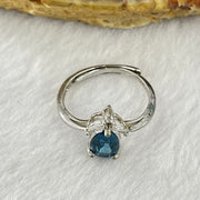 Blue Cubic Zirconia with Crystals in S925 Sliver Ring (Adjustable Size) 1.73g 8.2 by 6.0 by 4.0mm - Huangs Jadeite and Jewelry Pte Ltd