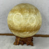 Natural Yellow Calcite Crystal Sphere Ball with Solid Wooden Stand 1,827.6g 115.0 by Diameter 106.0 mm - Huangs Jadeite and Jewelry Pte Ltd
