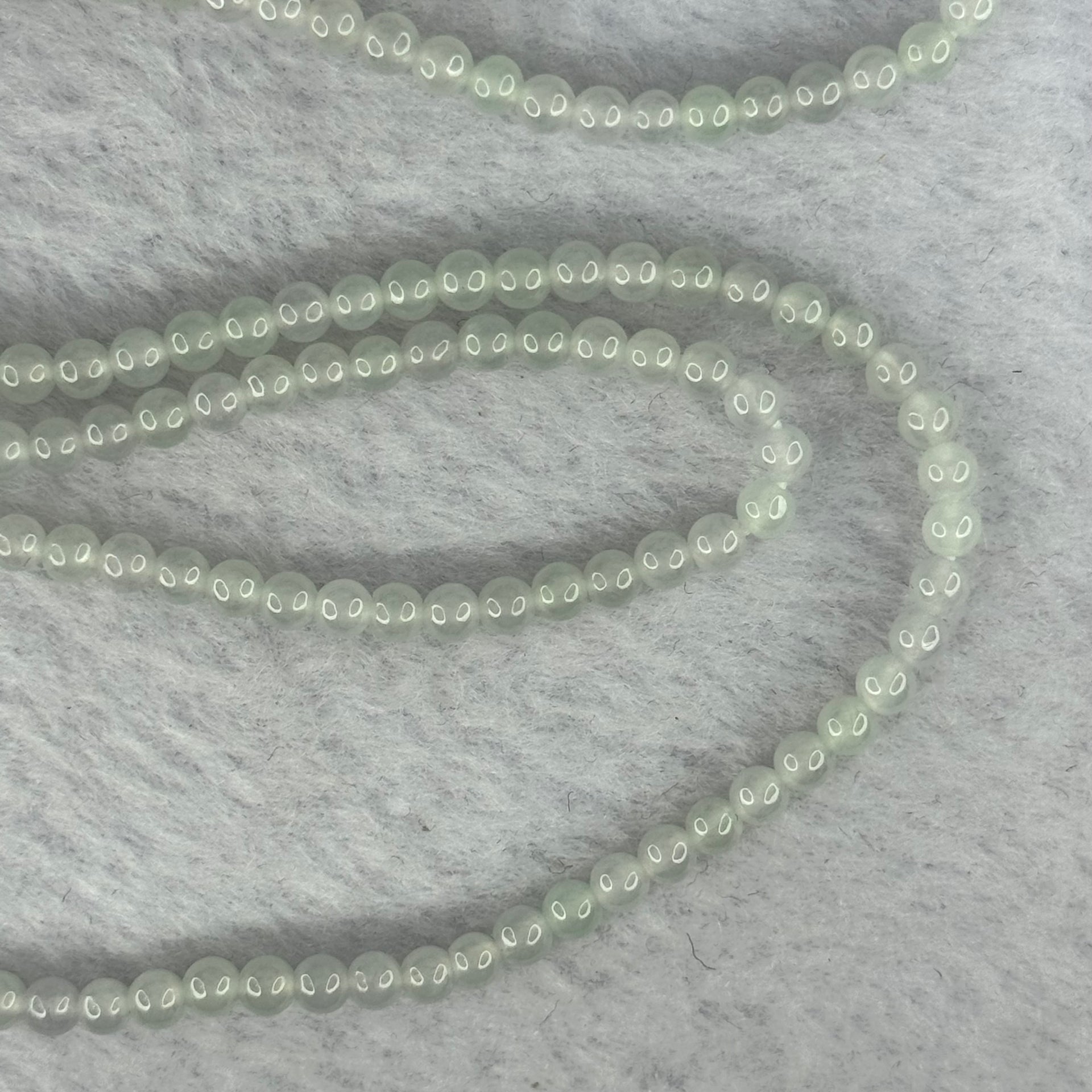 Type A ICY Light Green Jadeite Beads Necklace 13.59g 55cm 3.8mm 156 Beads - Huangs Jadeite and Jewelry Pte Ltd