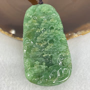 Type A Green Jadeite Double Sided Shan Shui with Double Gui Ren Benefactor Pendant 64.09g 75.6 by 42.6 by 11.2mm - Huangs Jadeite and Jewelry Pte Ltd