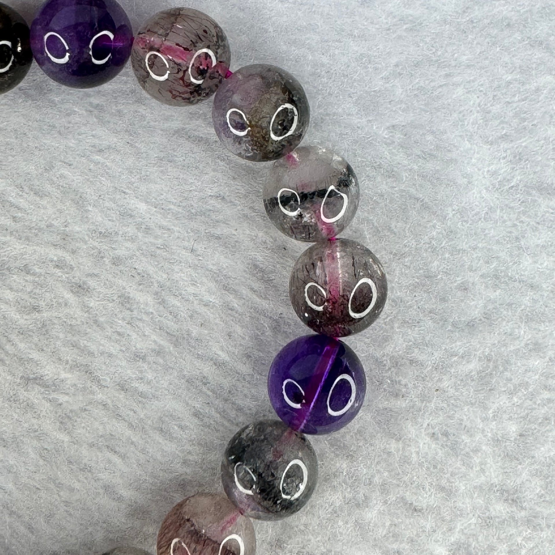 Natural Super 7 Crystal Bracelet 25.20g 9.8 mm 20 Beads - Huangs Jadeite and Jewelry Pte Ltd