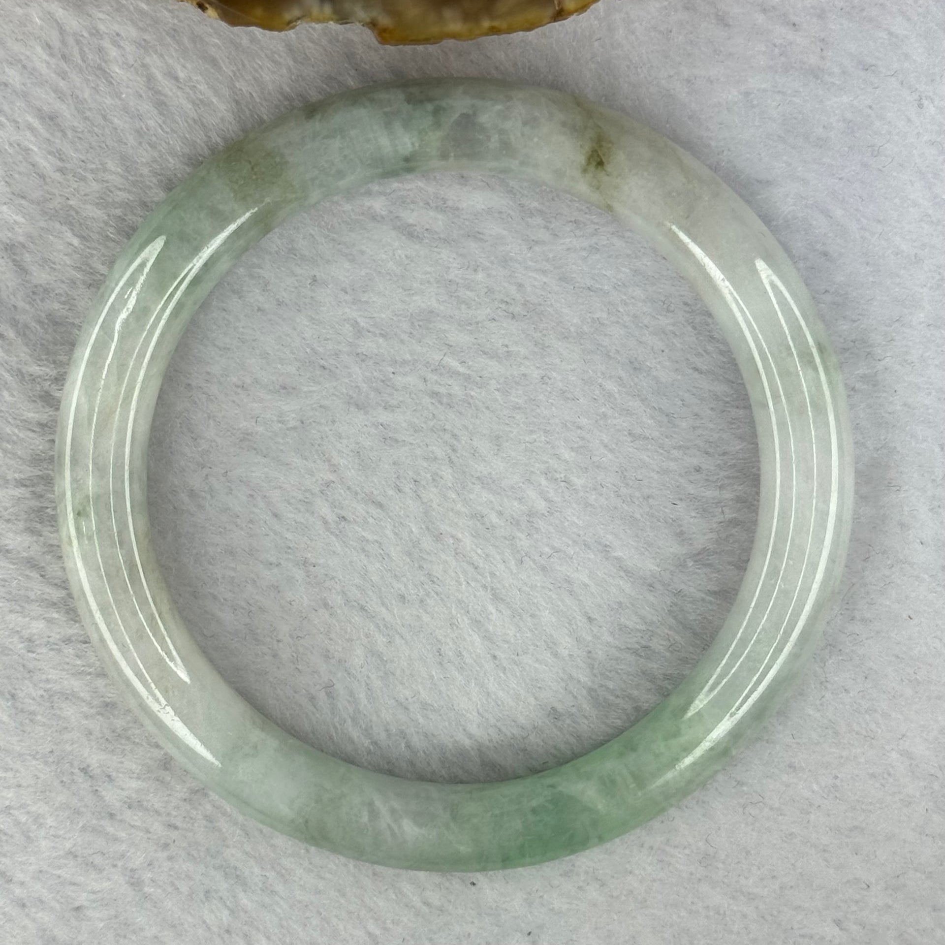 Type A Mixed Green Jadeite Bangle 39.72g Inner Diameter 57.2mm 8.7 by 8.4mm (External Lines) - Huangs Jadeite and Jewelry Pte Ltd