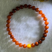 Natural Red with Butterscotch Amber Beads Bracelet 3.77g 15.5cm 6.1mm 30 Beads - Huangs Jadeite and Jewelry Pte Ltd
