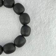 Natural Dark Matt Black Amber Beads Bracelet 天然大黑天翁琥珀手链 29.58g 19cm 15.4mm 19 Beads - Huangs Jadeite and Jewelry Pte Ltd