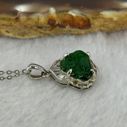 Type A Icy Green Omphasite Jadeite Milo Buddha 9.3 by 13.1 by 2.0mm in S925 Sliver Necklace 2.18g - Huangs Jadeite and Jewelry Pte Ltd