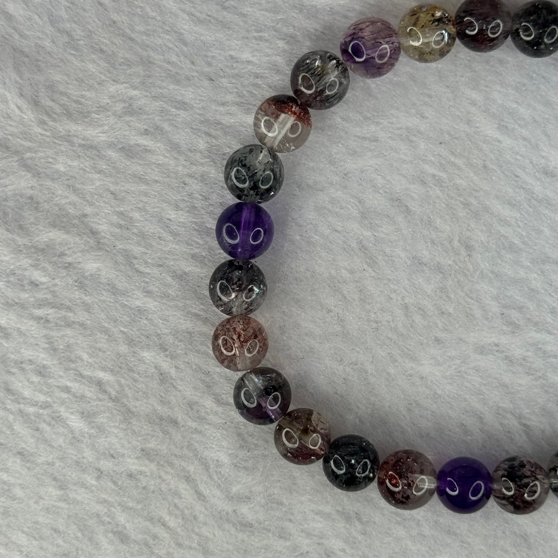 Very Good Grade Natural Transparent Yellow Black Super 7 Beads Bracelet 非常好的等级天然透明深黄黑色超级七珠手链 11.65g 16cm 6.8mm 29 Beads - Huangs Jadeite and Jewelry Pte Ltd