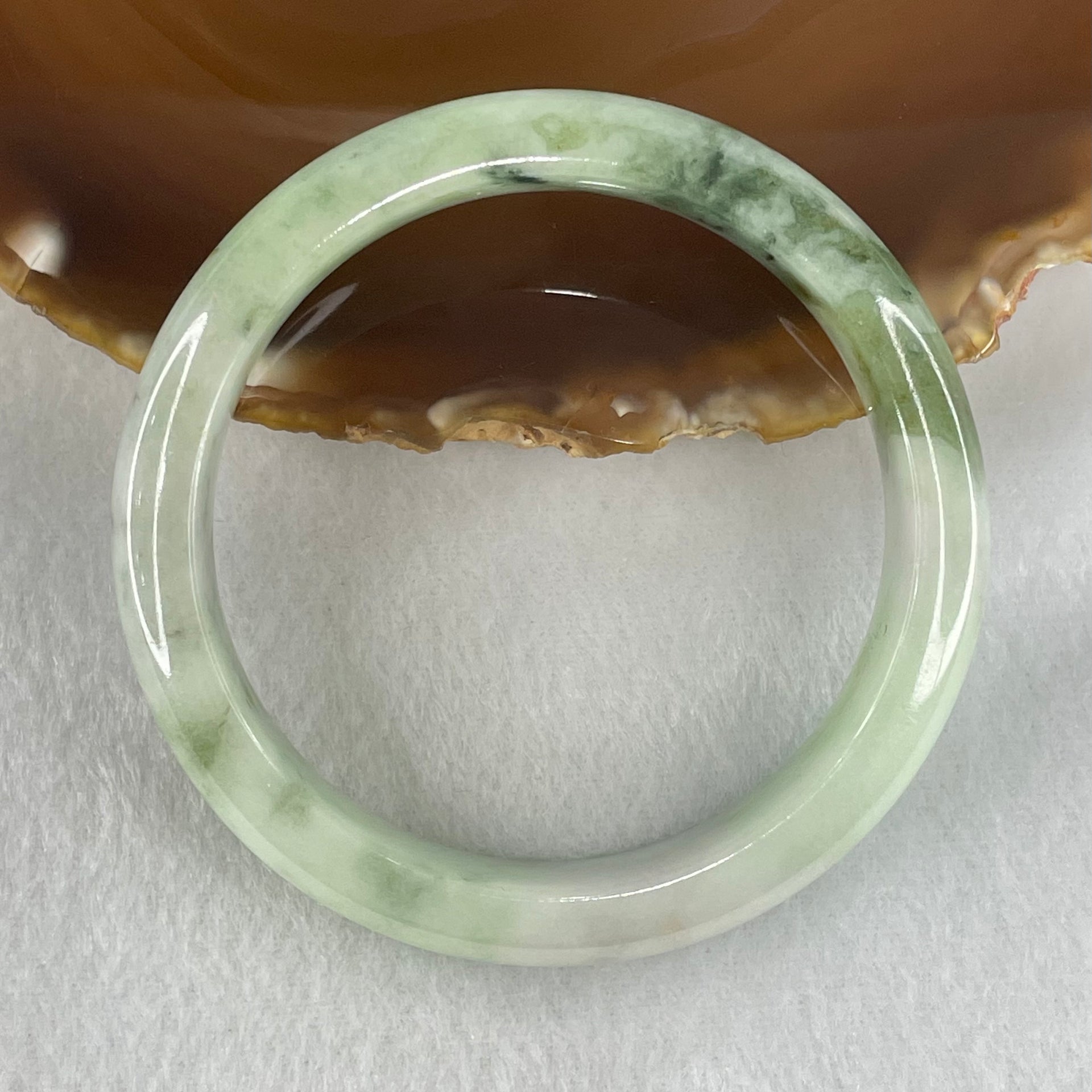 Type A Light Blueish Green with Dark Blueish Green Flora piao Hua Bangle Inner Diameter 58.6mm 61.02g 13.0 by 58.6mm (Close to Perfect) - Huangs Jadeite and Jewelry Pte Ltd