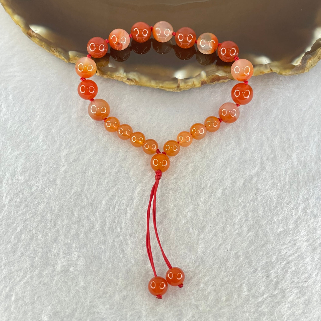 Natural Carnelian Agate Beads Bracelet 13.00g 13.5cm 8.1mm 24 Beads - Huangs Jadeite and Jewelry Pte Ltd
