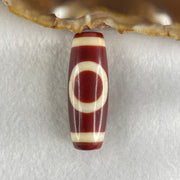 Natural Powerful Tibetan Old Oily Red White Agate One Eye Gold Metal Element Dzi Bead Heavenly Master (Tian Zhu) 一眼金天珠 10.48g 37.6 by 13.2mm - Huangs Jadeite and Jewelry Pte Ltd