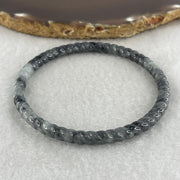 Natural Type A Wuji Grey Jadeite Twisted Bangle | 59.2mm Inner Diameter (13.87g 5.3x5.4mm | Continuous Fortune & Root Shield) - Huangs Jadeite and Jewelry Pte Ltd