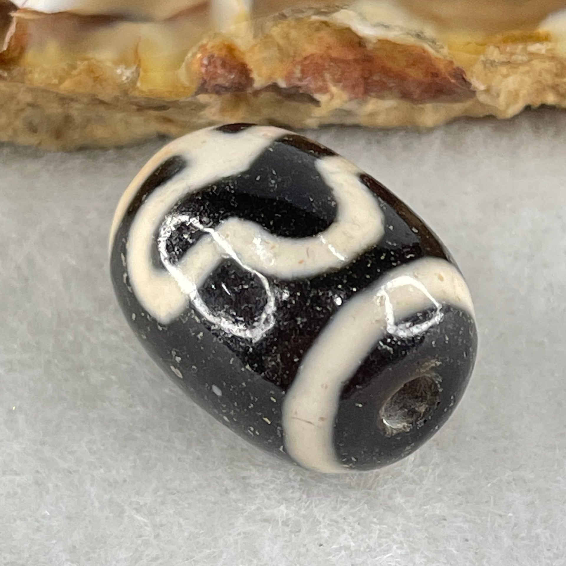 Natural Powerful Tibetan Old Oily Agate Double Bodhi Tree Dzi Bead Heavenly Master (Tian Zhu) 菩提树天珠 4.24g 17.4 by 12.7mm - Huangs Jadeite and Jewelry Pte Ltd