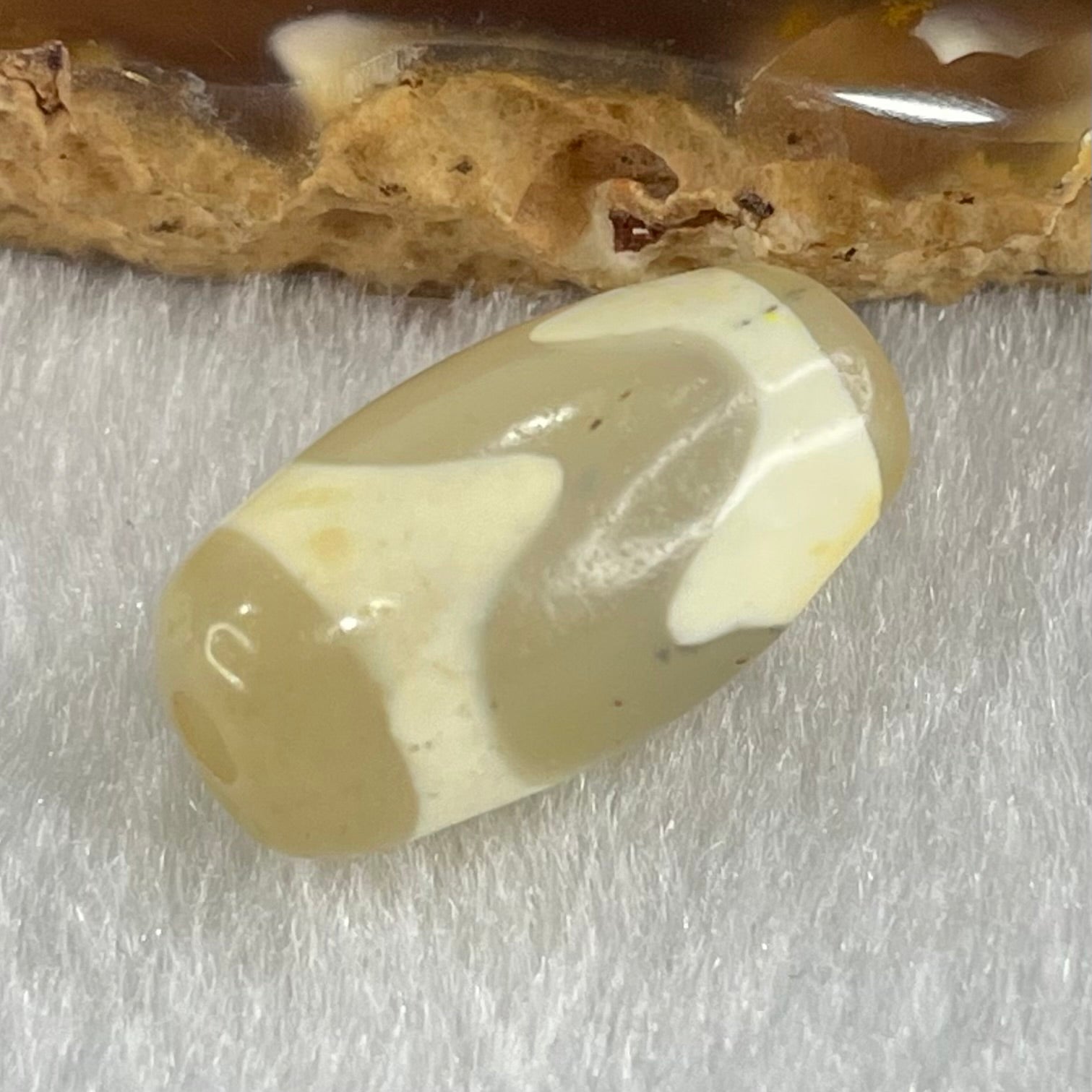Natural Powerful Tibetan Old Oily Agate Tiger Tooth Daluo Dzi Bead Heavenly Master (Tian Zhu) 虎呀天诛 3.12g 19.8 by 10.4mm - Huangs Jadeite and Jewelry Pte Ltd