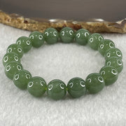 Type A Burmese Icy Oily Green Jade Jadeite Bracelet 39.07g 10.8mm bead 18 beads 16cm - Huangs Jadeite and Jewelry Pte Ltd