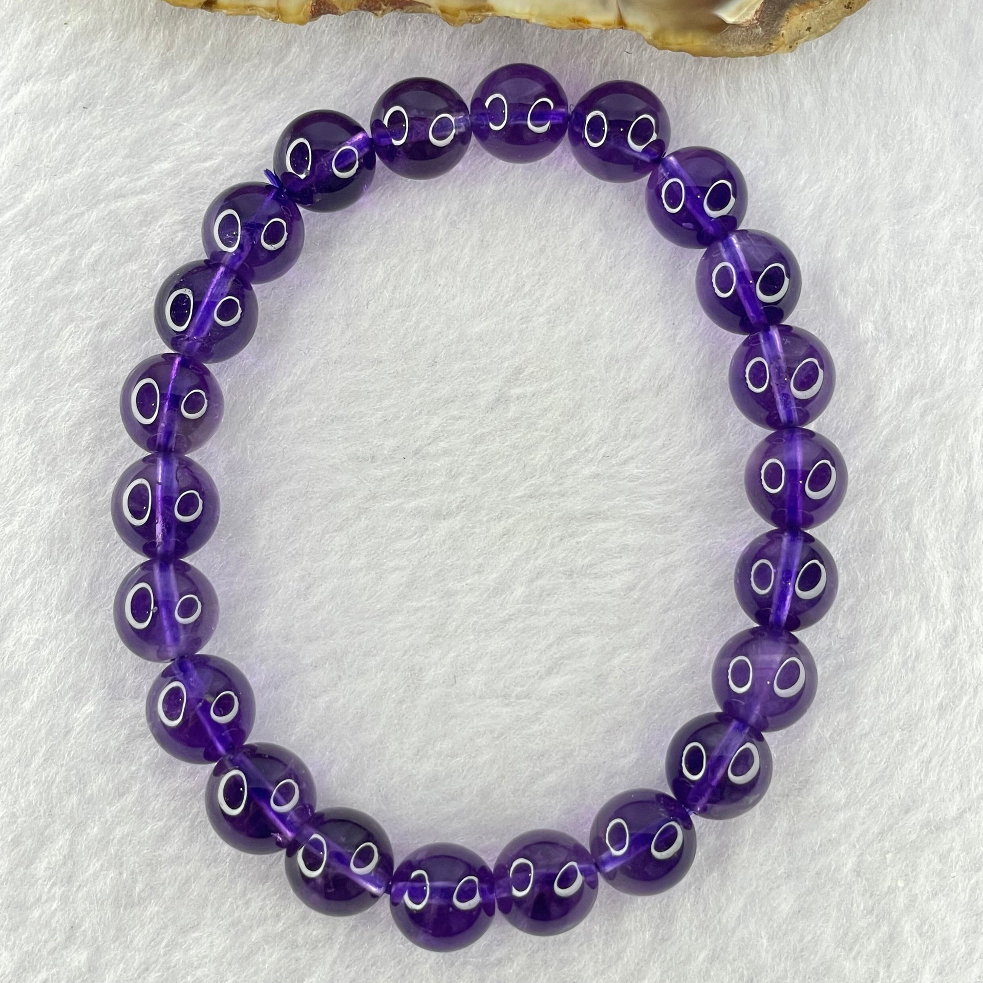 Very Good Grade Natural Amethyst Bracelet 23.10g 16.5cm 9.3mm 22 Beads - Huangs Jadeite and Jewelry Pte Ltd