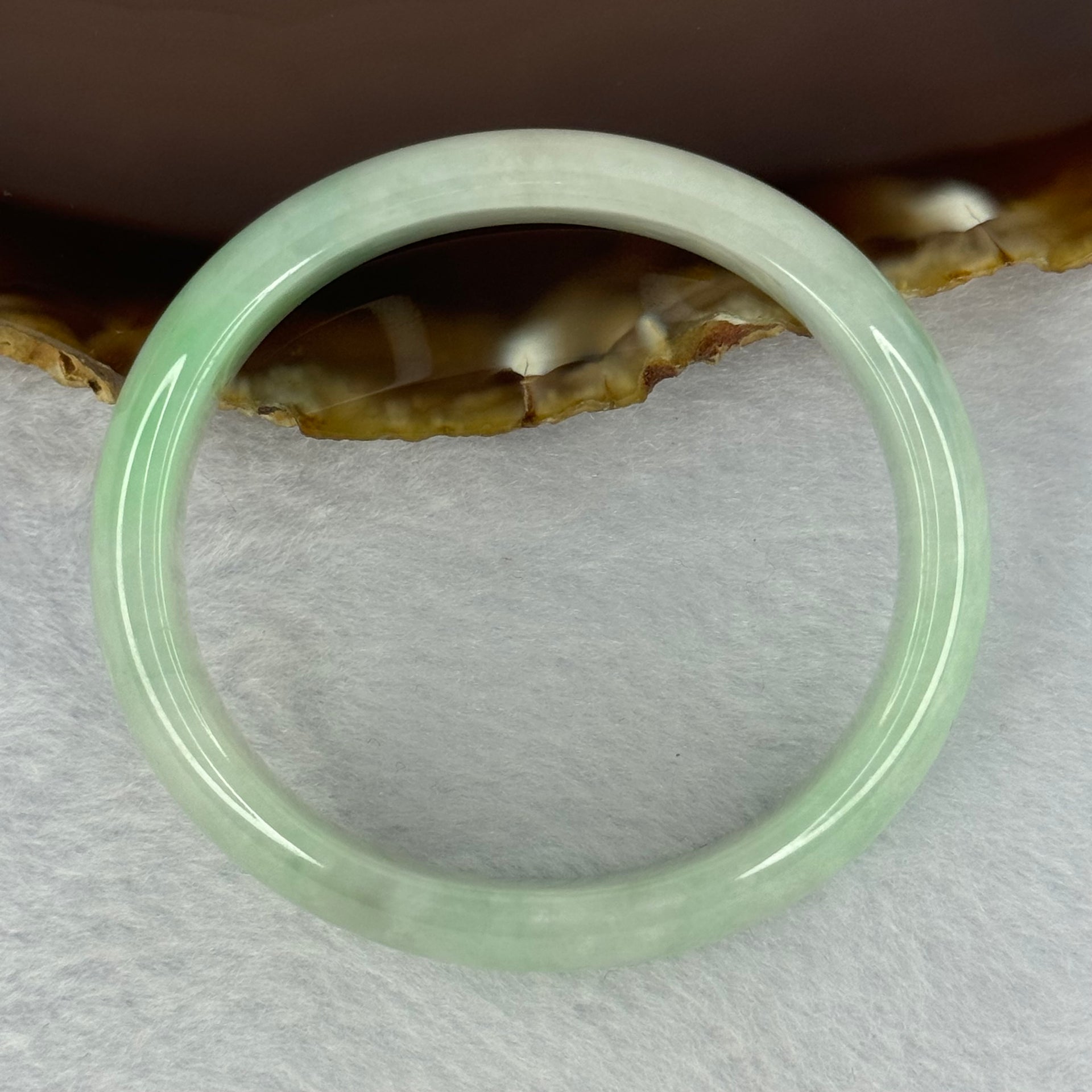 Type A Green Jadeite Oval Bangle 36.75g Internal Diameter 50.2mm 13.4 by 7.2mm (Internal Lines) - Huangs Jadeite and Jewelry Pte Ltd