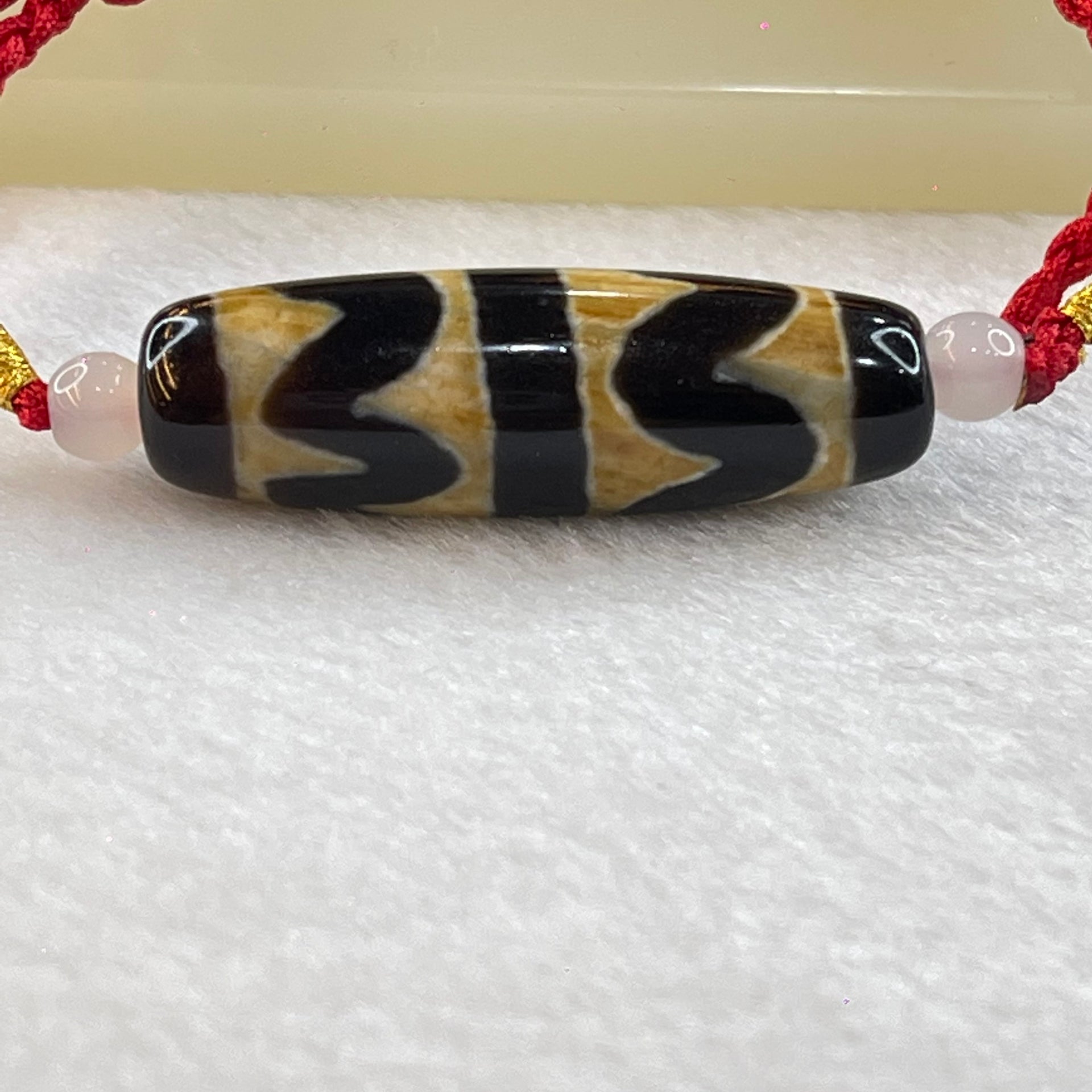 Natural Powerful Tibetan Old Oily Agate Double Tiger Tooth Daluo Dzi Bead Heavenly Master (Tian Zhu) 双虎呀天诛 8.54g 38.0 by 11.9 mm - Huangs Jadeite and Jewelry Pte Ltd