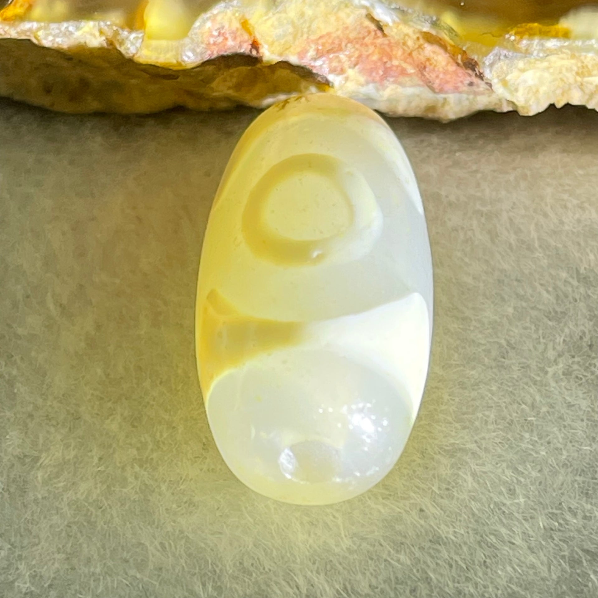 Natural Powerful Tibetan Old Oily Agate 3 Eyes Dzi Bead Heavenly Master (Tian Zhu) 三眼天诛 3.06g 19.6 by 10.2mm - Huangs Jadeite and Jewelry Pte Ltd