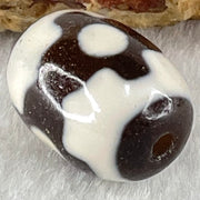 Natural Powerful Tibetan Old Oily Dark Brown With White Agate 3 Eyes Dzi Bead Heavenly Master (Tian Zhu) 三眼天诛 4.41g 17.4 by 12.8mm - Huangs Jadeite and Jewelry Pte Ltd