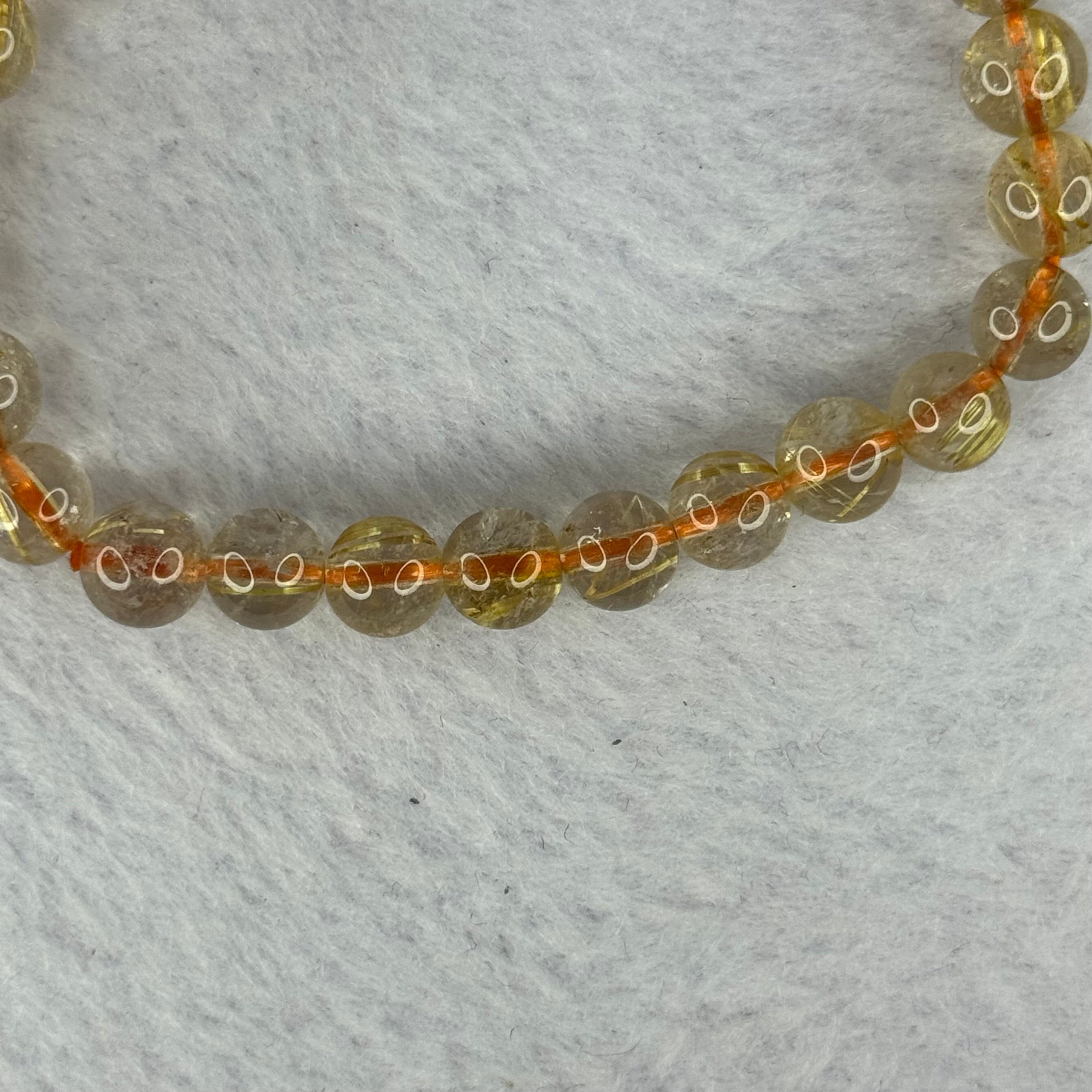 Natural Golden Rutilated Quartz Beads 天然金发水晶手链 12.71g 15cm 7.4mm 26 ...