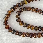 Natural Dark Brownish Yellow Flower Amber Beads Necklace 天然花珀项链 12.58g 58cm 6.6mm 109 Beads - Huangs Jadeite and Jewelry Pte Ltd