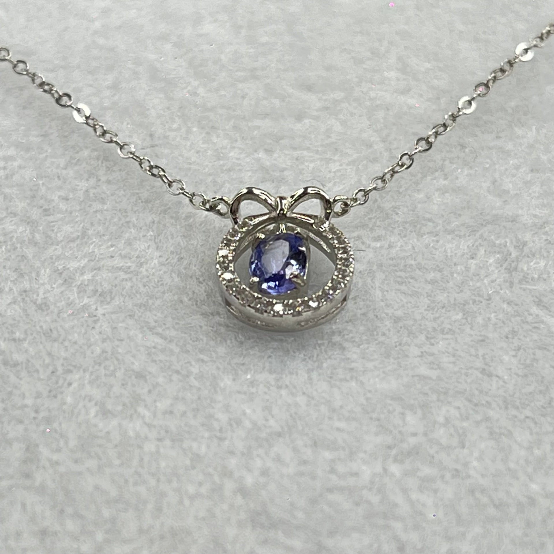 Natural Amethyst in S925 Sliver Necklace 1.85g by 5.5 by 3.6 by 2.2mm - Huangs Jadeite and Jewelry Pte Ltd