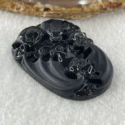 Type A Opaque to Partial Translucent Black Omphacite Jadeite Bat and 3 Legged Toad Pendant 29.98g 51.5 by 36.8 by 8.5mm - Huangs Jadeite and Jewelry Pte Ltd