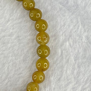 Type A Brownish Yellow Jadeite Beads Bracelet 15.55g 17.5cm 7.0mm 30 Beads (Burned) - Huangs Jadeite and Jewelry Pte Ltd