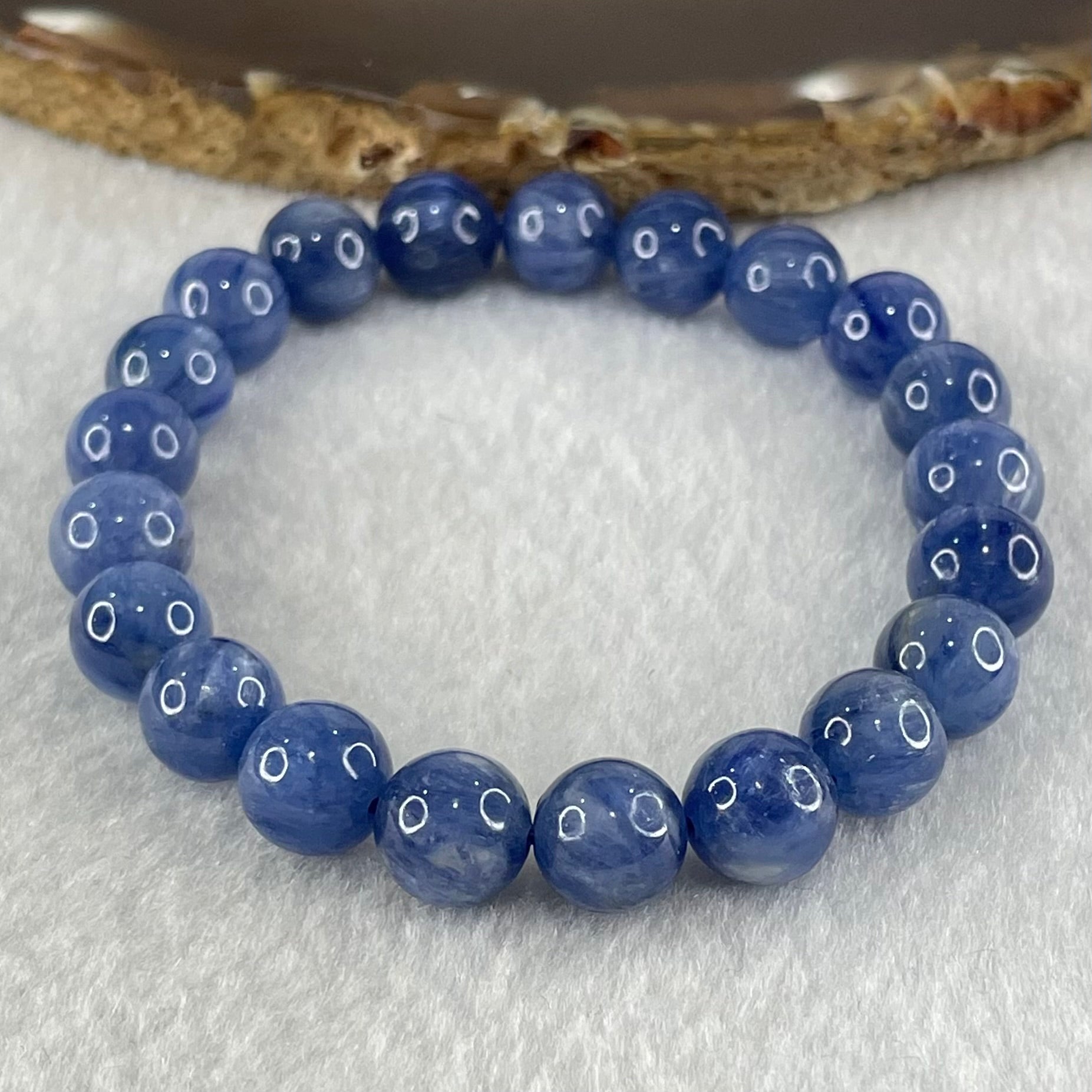 Natural Blue Kyanite Beads Bracelet 28.18g 15.5cm 9.4mm 21 Beads - Huangs Jadeite and Jewelry Pte Ltd