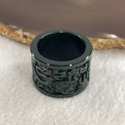 Rare Type A Old Mine Full Spicy Green Jade Jadeite Dragon Ring 17.59g US 14.75 HK 33.5 Inner Diameter 23.7mm Thickness 21.6 by 3.4 - Huangs Jadeite and Jewelry Pte Ltd