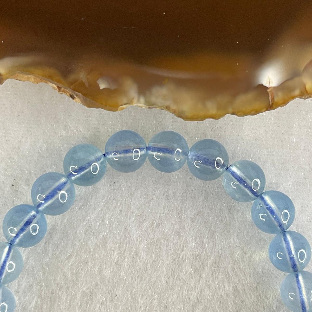 Certified Above Average Natural Aquamarine Beads Bracelet | 15.5cm with 26 Beads 7.2mm (12.76g | Ocean Blue Translucency |Throat & Third Eye Chakra Harmony, Tranquil Communication & Serene Wealth Shield)