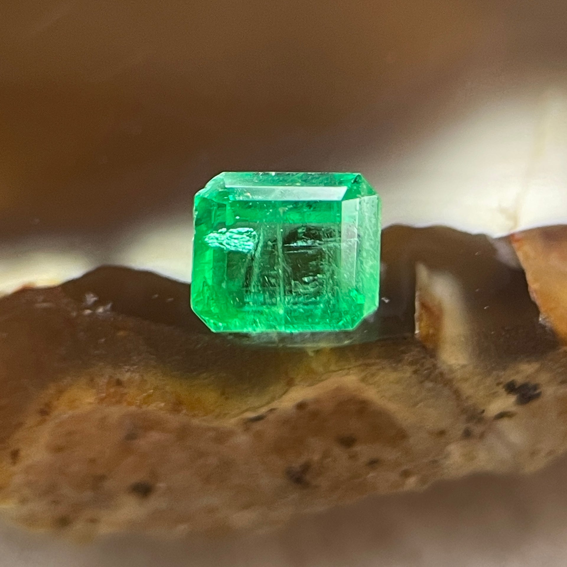 Natural Colombia Vivid Green Emerald (Beryl) Cut-Cornered Rectangular Step cut 0.41ct 4.1 by 4.0 by 2.6mm - Huangs Jadeite and Jewelry Pte Ltd