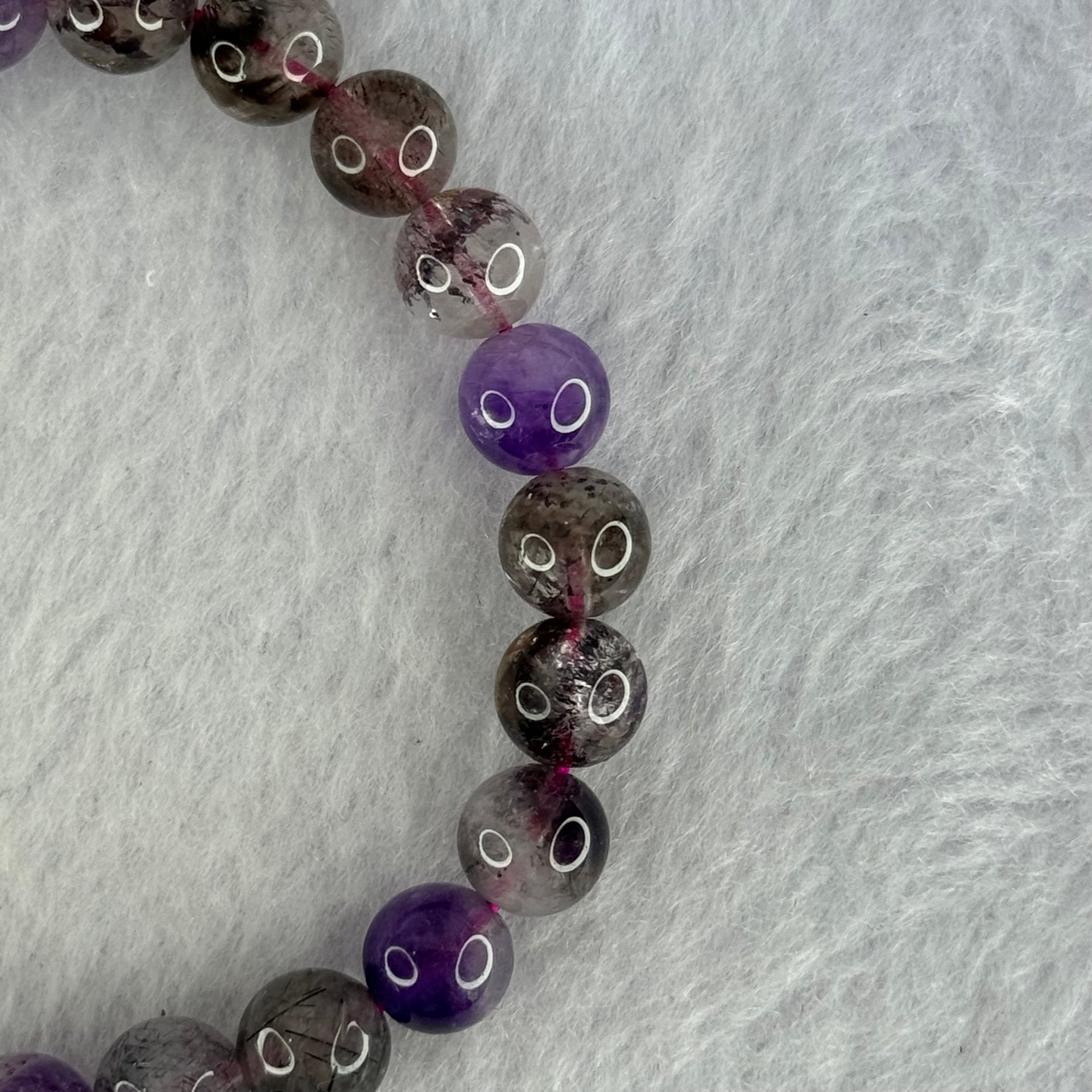 Natural Super 7 Beads Bracelet 19.26g 17cm 8.3mm 25 Beads - Huangs Jadeite and Jewelry Pte Ltd