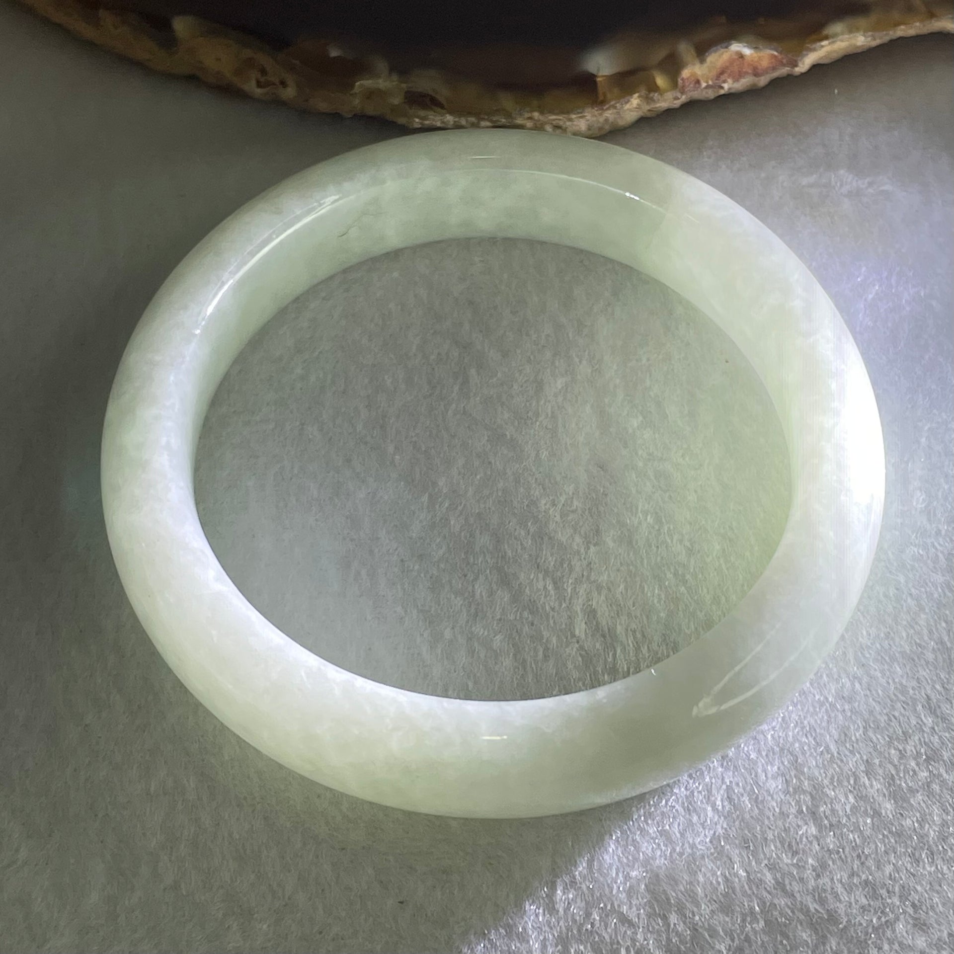Type A Light Blueish Green Jadeite Bangle 54.57g Inner Diameter 55.1mm 12.4 by 8.4mm (Internal Line) - Huangs Jadeite and Jewelry Pte Ltd