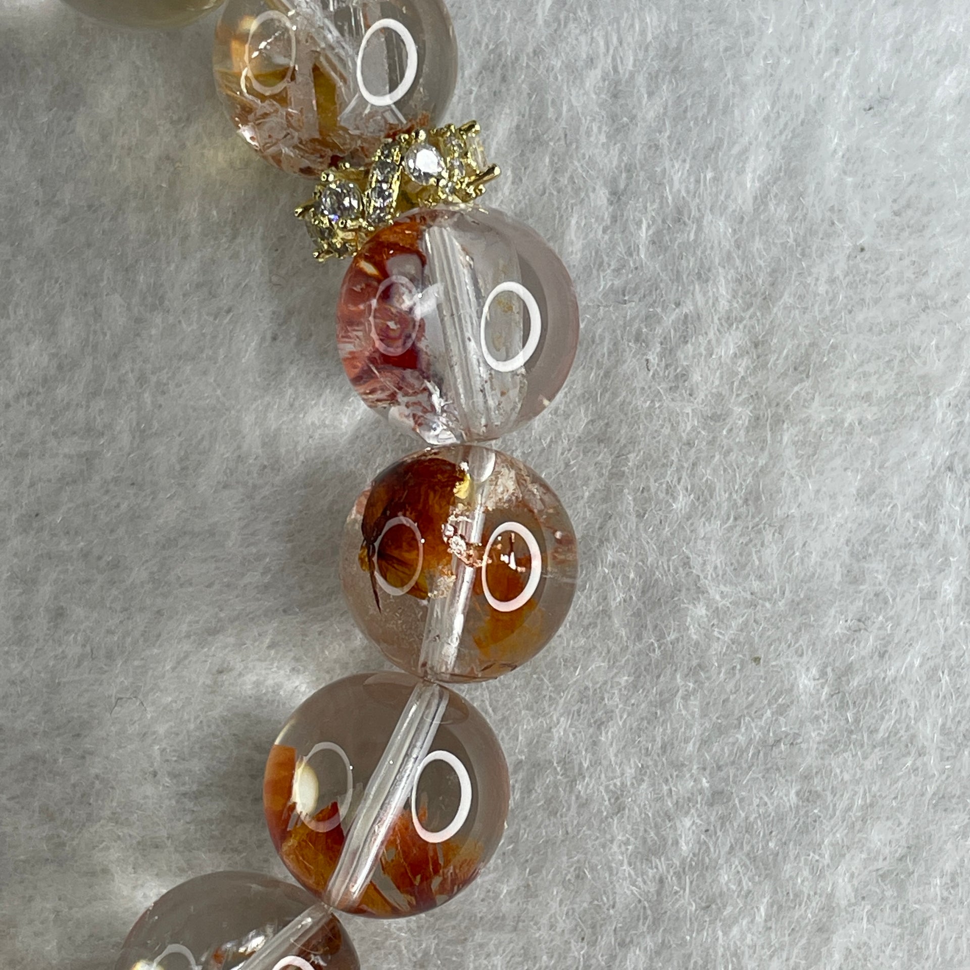 Good Grade Natural Red with Orange Ferruginous Quartz Beads Bracelet 39.60g 16cm 13.6mm 1 Bead - 11.8mm 15 Beads - Huangs Jadeite and Jewelry Pte Ltd